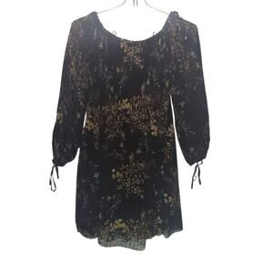 Wilfred Pleated Floral Mini Dress  XXS Sheer Balloon Sleeve Silk Romantic Boho